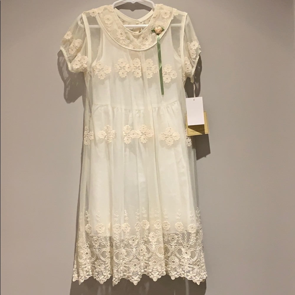 Laura Ashley Illusion Embroidered Dress NEW